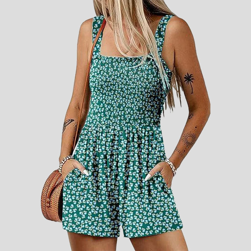 ☀️ Sommarjumpsuit med fyrkantig halsringning för kvinnor🌴/Sommarjumpsuit med fyrkantig halsringning för kvinnor