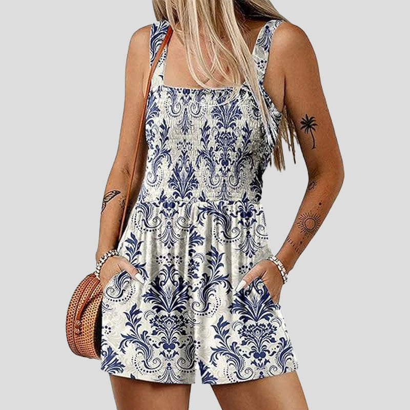 ☀️ Sommarjumpsuit med fyrkantig halsringning för kvinnor🌴/Sommarjumpsuit med fyrkantig halsringning för kvinnor