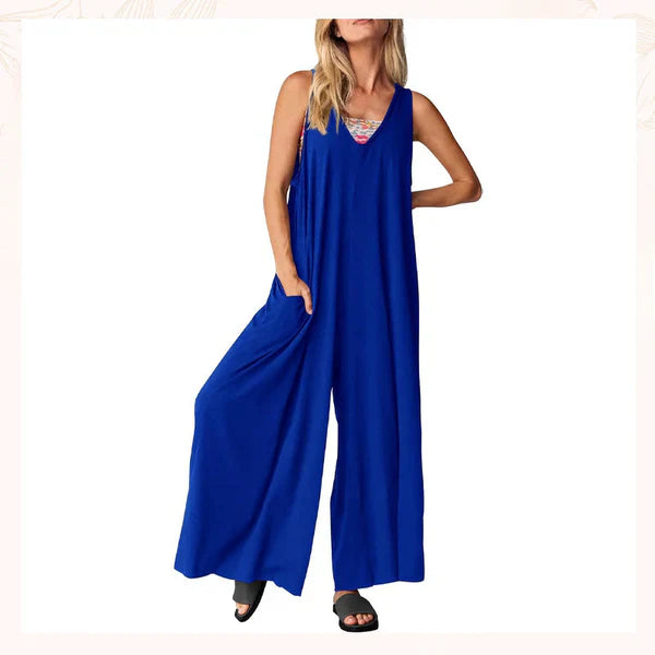 đ„Sista dagen 49% RABATTđ„V-ringad Ă€rmlös jumpsuit med vida ben för kvinnor