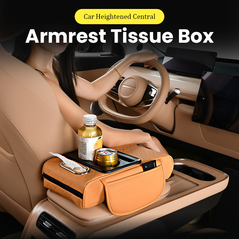 4-i-1 bil förhöjda centrala armstöd Tissue Box