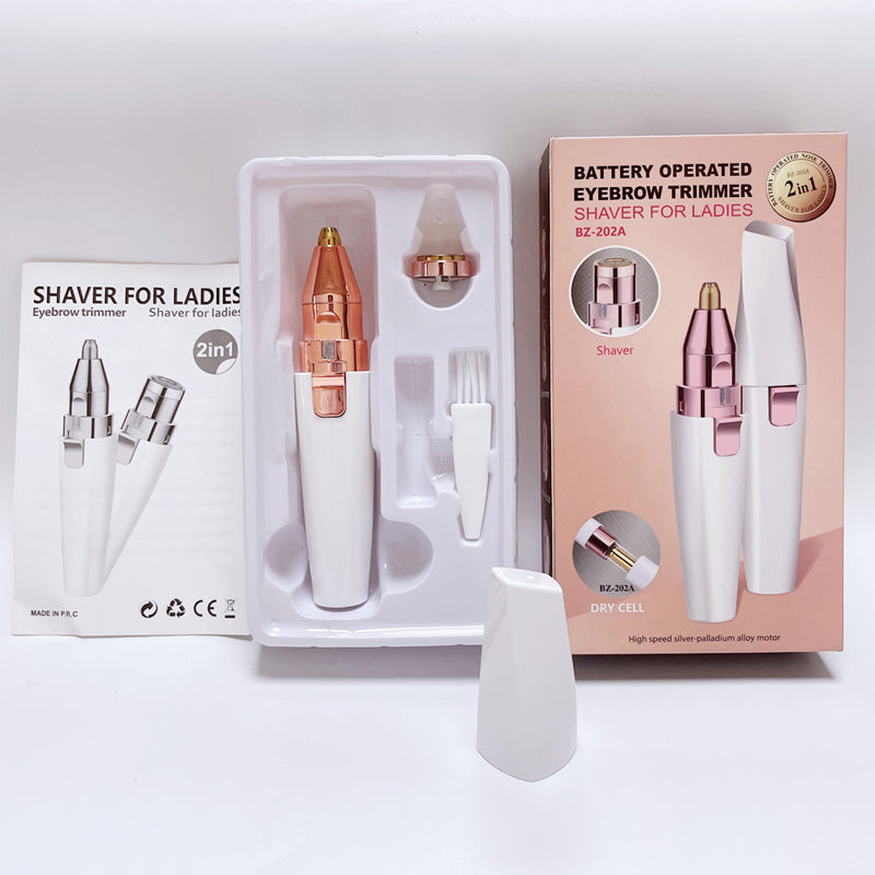 2-i-1 anordning för borttagning av ögonbryn och ansiktshår för kvinnor/2-in-1 Women's Eyebrow and Facial Hair Removal Device