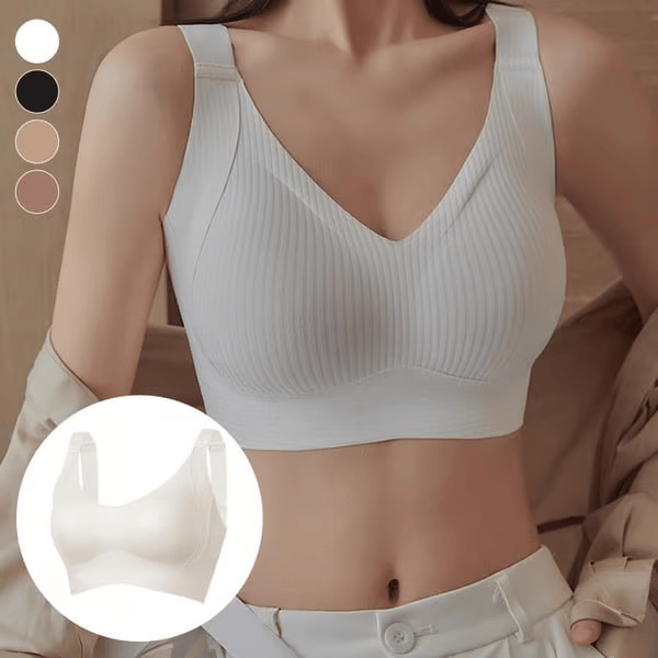 🎁Ribbad push-up-bh med justerbara byglar för kvinnor/ 🎁Women's Ribbed Push Up Adjustable Wireless Bra