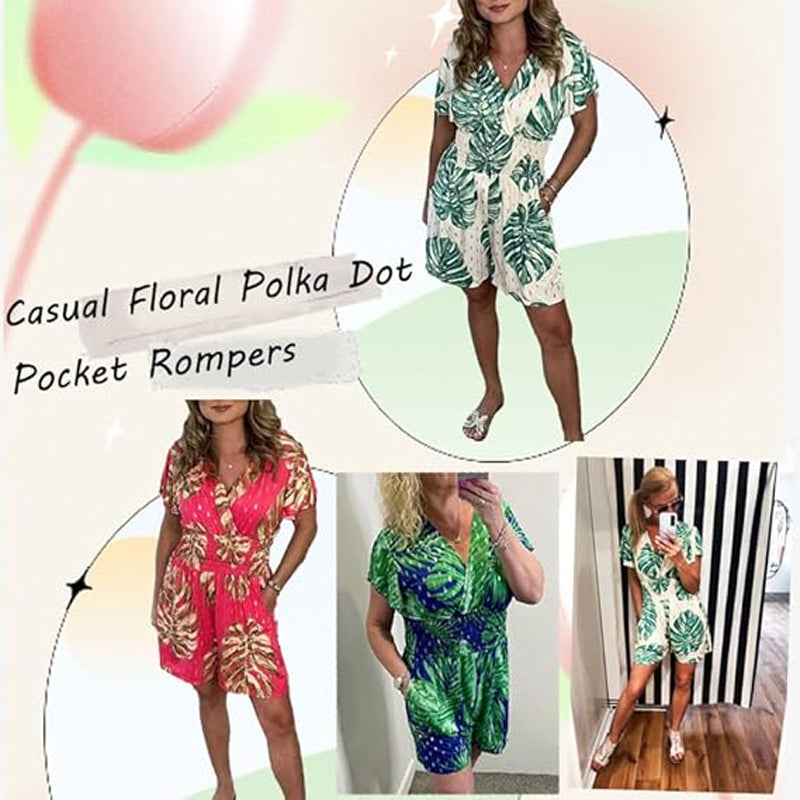 🌿 Fresh V-neck Jumpsuit with Floral Print 🌿