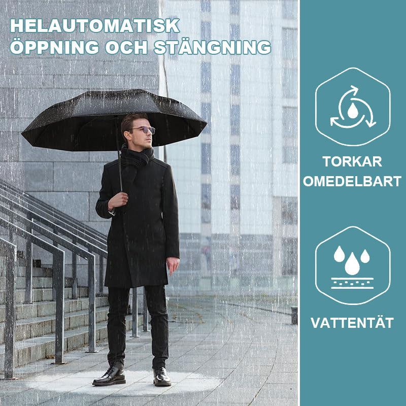 ☔72-Ribbad Helautomatiskt Fällbart Paraply