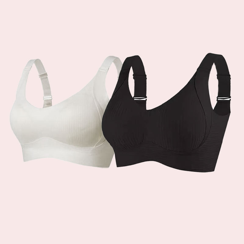 🎁Ribbad push-up-bh med justerbara byglar för kvinnor/ 🎁Women's Ribbed Push Up Adjustable Wireless Bra