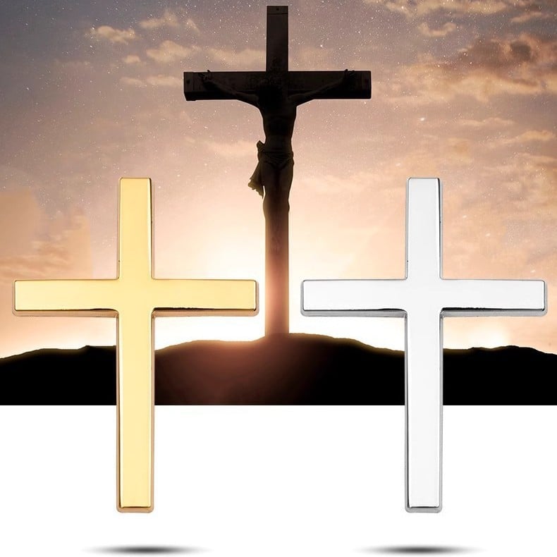 Köp en, få en gratis! ✝️ Metallklistermärke med Jesus Kristus på korset