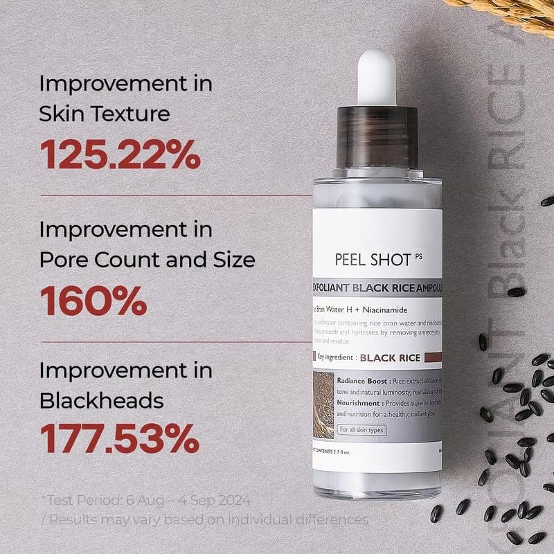 Peel Shot Glow Rice Ampoule Duo – Serum för lystergivande, exfoliering och återfuktning 🌾