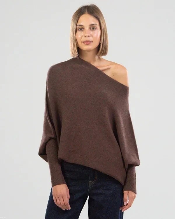 ✨ Kvinnors Asymmetriska Draperade Tröja