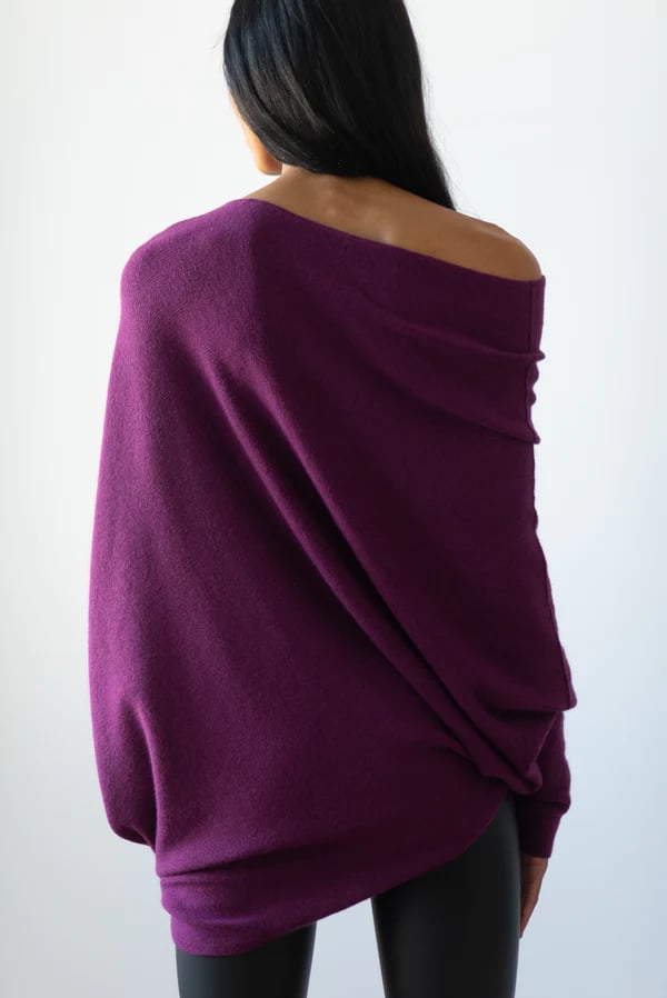 ✨ Kvinnors Asymmetriska Draperade Tröja