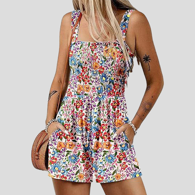 ☀️ Sommarjumpsuit med fyrkantig halsringning för kvinnor🌴/Sommarjumpsuit med fyrkantig halsringning för kvinnor
