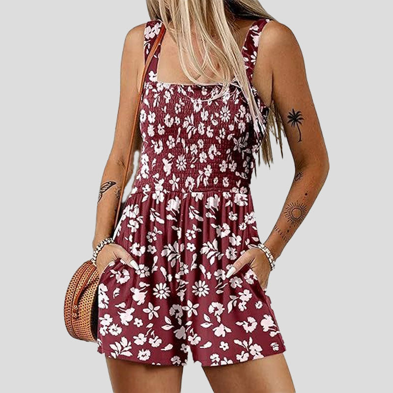 ☀️ Sommarjumpsuit med fyrkantig halsringning för kvinnor🌴/Sommarjumpsuit med fyrkantig halsringning för kvinnor