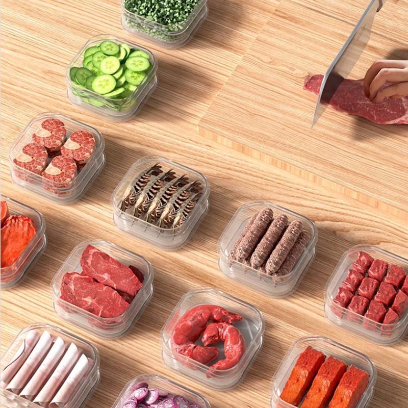 ❄️Frysfack För Färskhållning Av Kött - Gör Frysningen Mer Prydlig/Refrigerator Frozen Meat Compartment Box