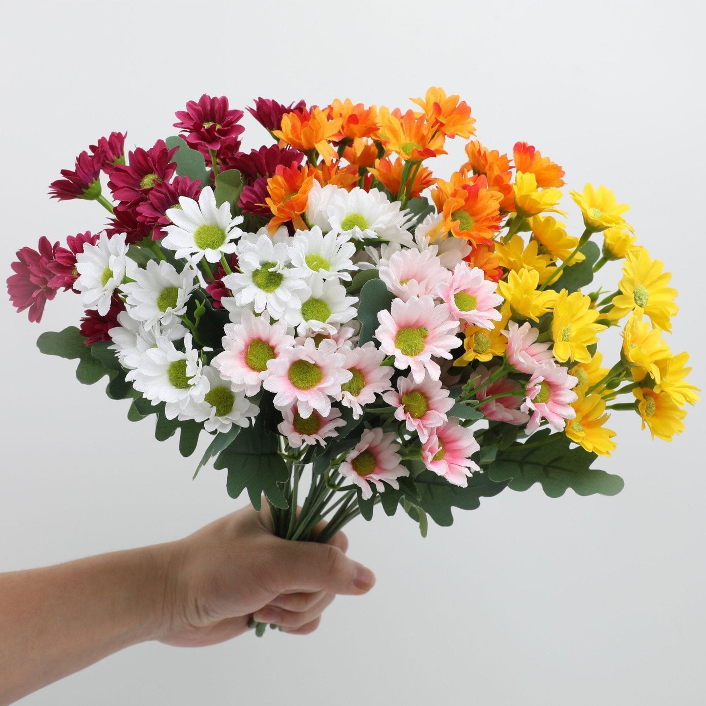 💥 Konstgjorda utomhusblommor Sunset Mums – UV-beständiga, vattentäta, vindtäta