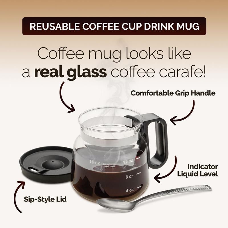 💕49% RABATT💖☕ 16 oz Glasmugg – Kaffekannestil