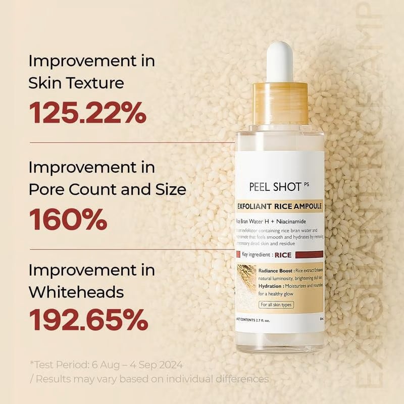 Peel Shot Glow Rice Ampoule Duo – Serum för lystergivande, exfoliering och återfuktning 🌾