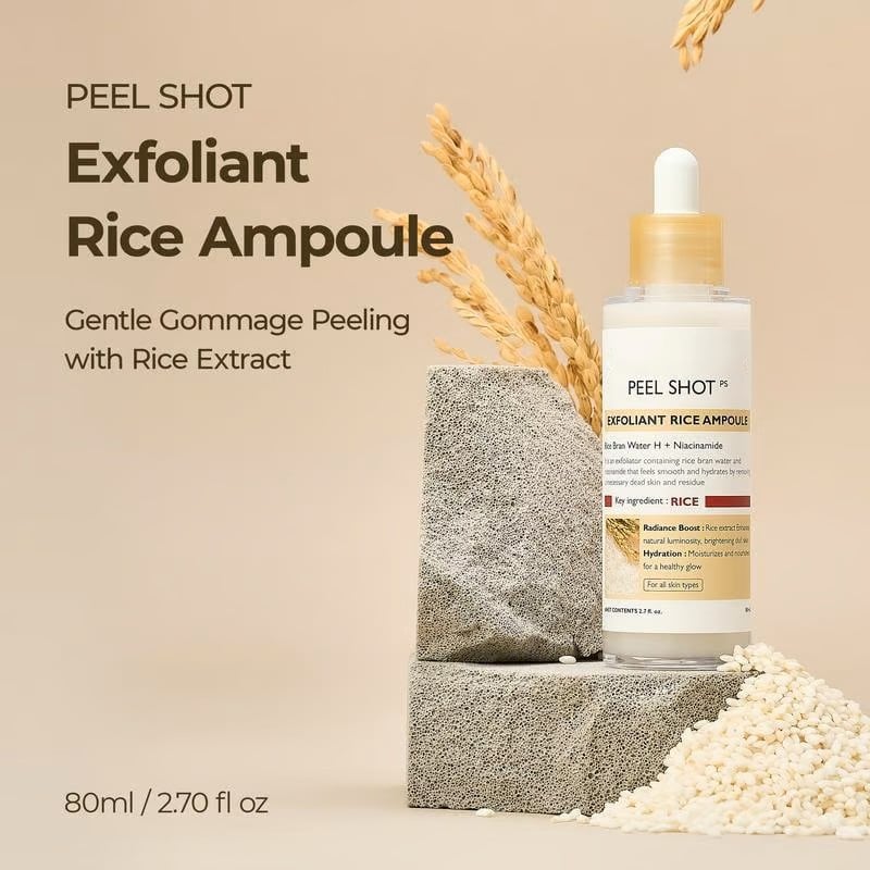 Peel Shot Glow Rice Ampoule Duo – Serum för lystergivande, exfoliering och återfuktning 🌾