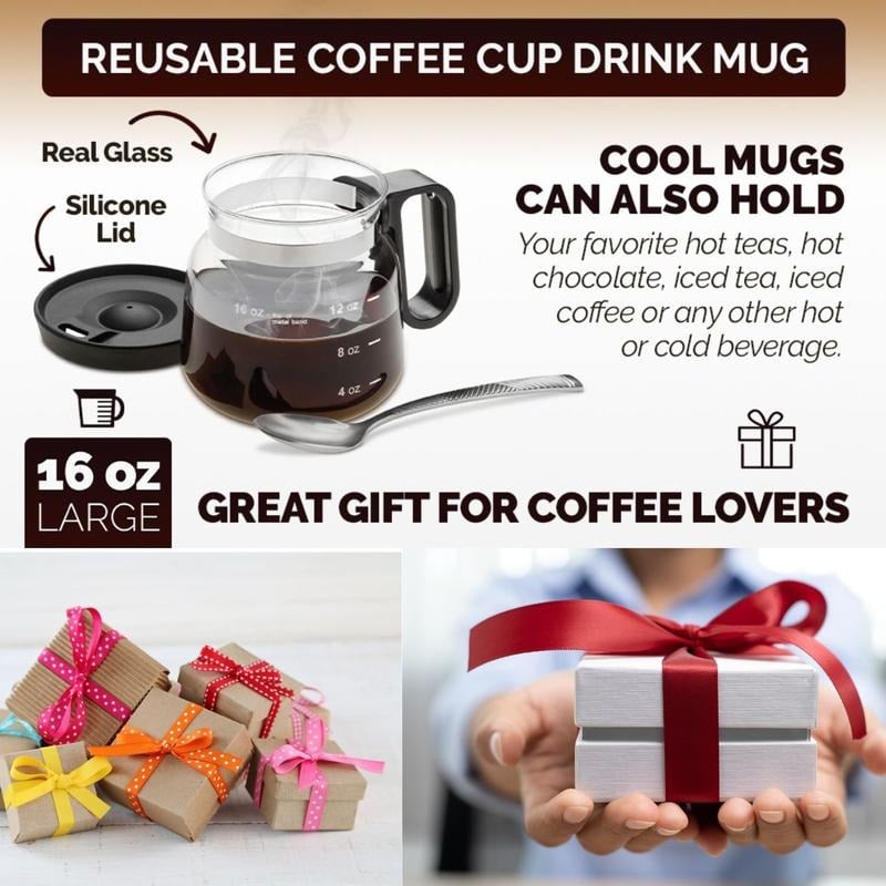 💕49% RABATT💖☕ 16 oz Glasmugg – Kaffekannestil