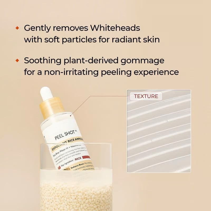 Peel Shot Glow Rice Ampoule Duo – Serum för lystergivande, exfoliering och återfuktning 🌾