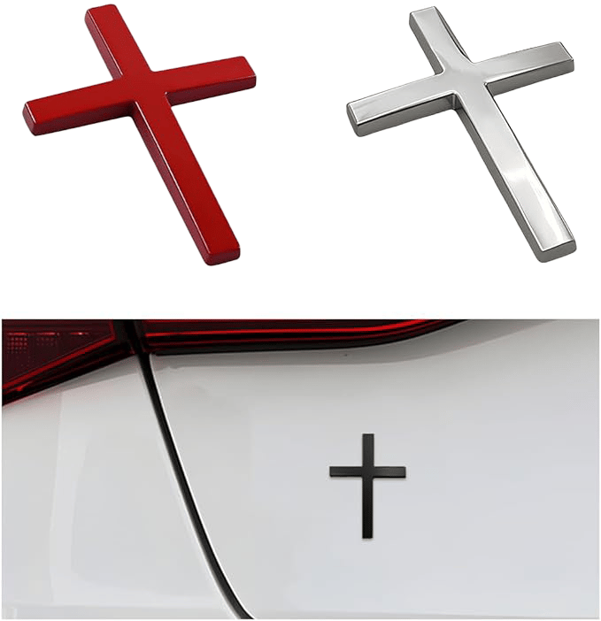 Köp en, få en gratis! ✝️ Metallklistermärke med Jesus Kristus på korset