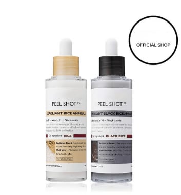 Peel Shot Glow Rice Ampoule Duo – Serum för lystergivande, exfoliering och återfuktning 🌾