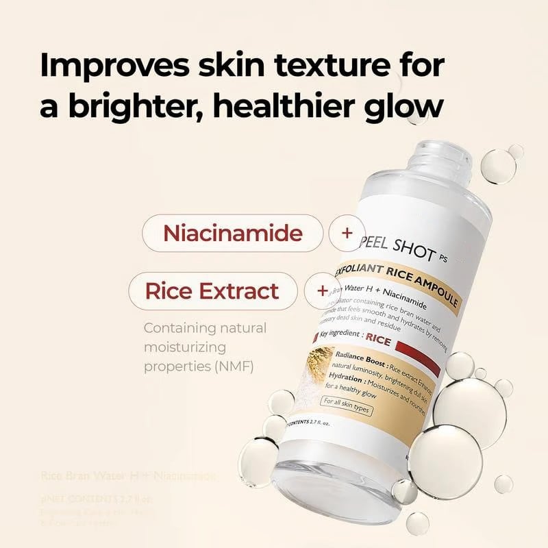 Peel Shot Glow Rice Ampoule Duo – Serum för lystergivande, exfoliering och återfuktning 🌾