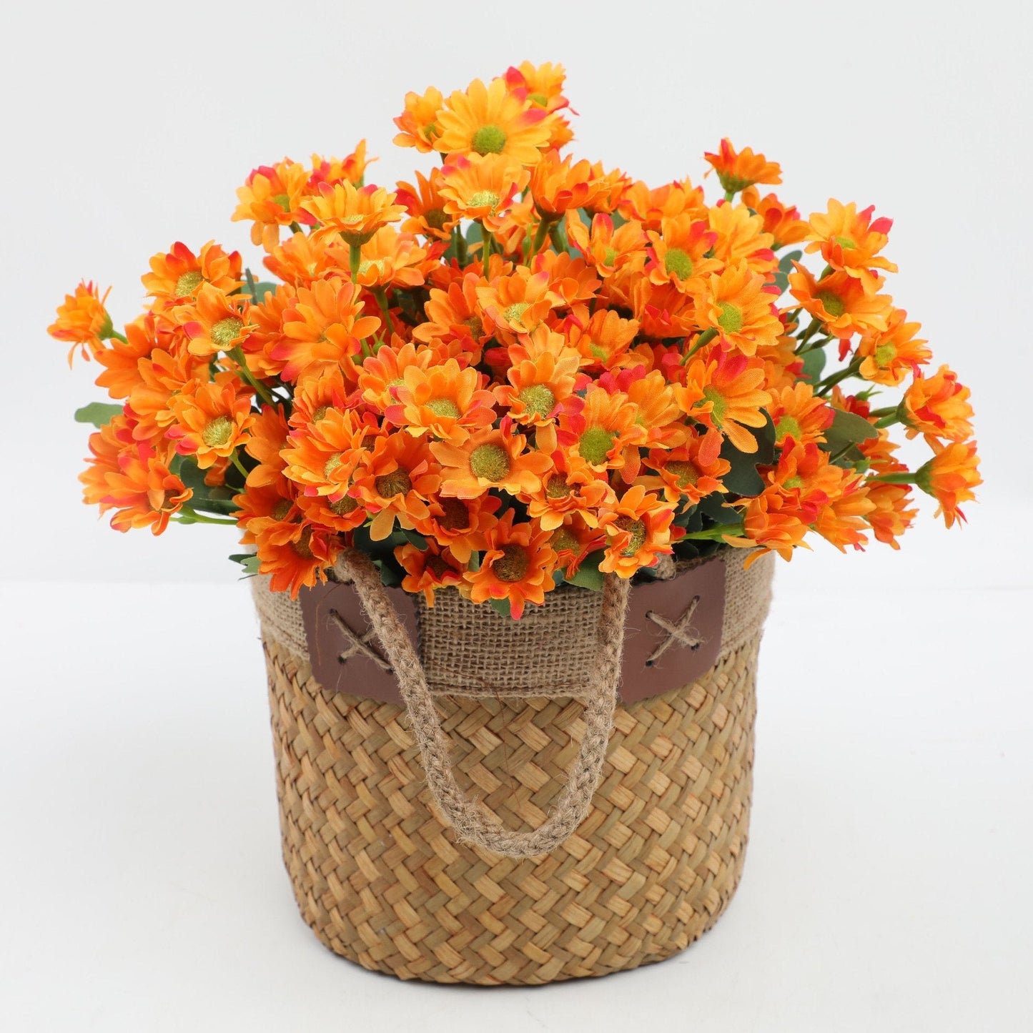 💥 Konstgjorda utomhusblommor Sunset Mums – UV-beständiga, vattentäta, vindtäta