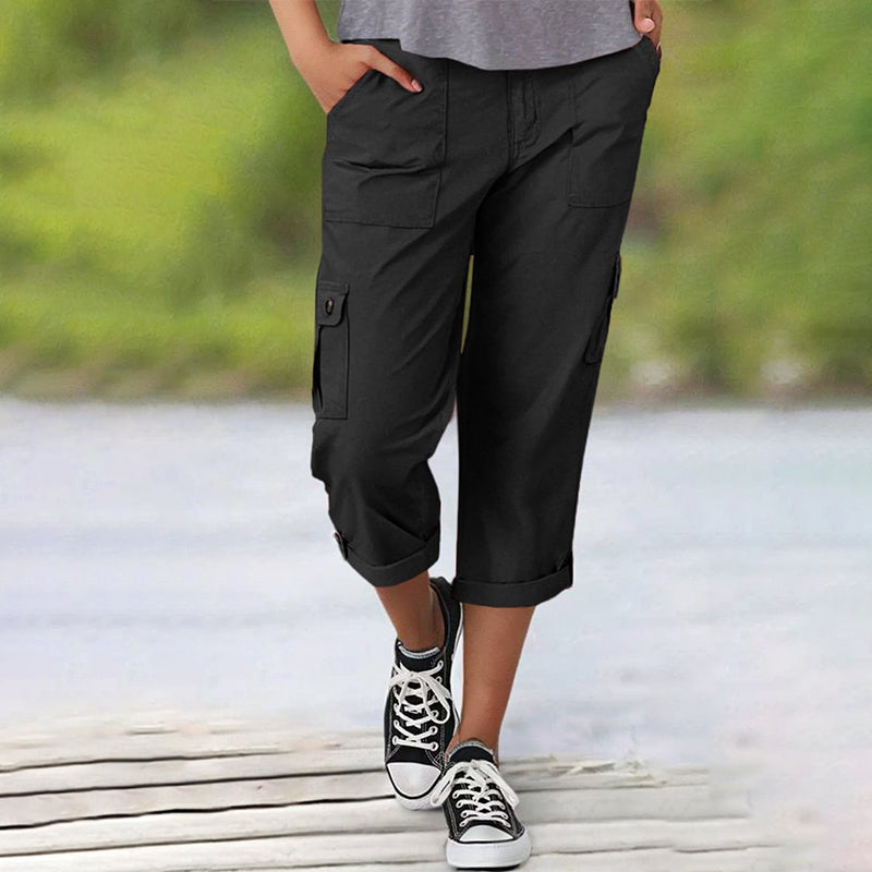 🍧Summer Hot Sale-50% OFF❤️‍🔥Multi-Pocket Solid Color Casual Cargo Capri Pants