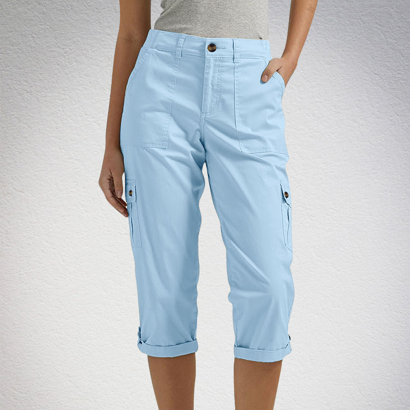 🍧Summer Hot Sale-50% OFF❤️‍🔥Multi-Pocket Solid Color Casual Cargo Capri Pants
